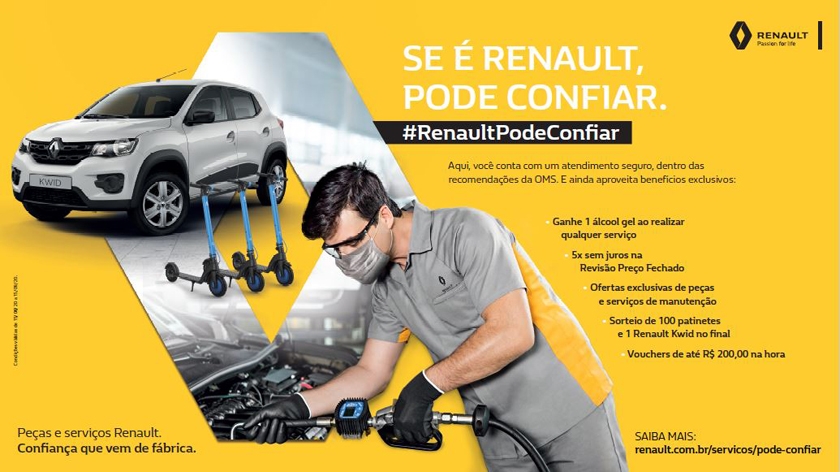 “Se é Renault, pode confiar” vai sortear um Kwid 0Km, 100 patinetes elétricos e vouchers de até R$ 200