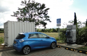 Electric vehicle charging on highways with second-life batteries